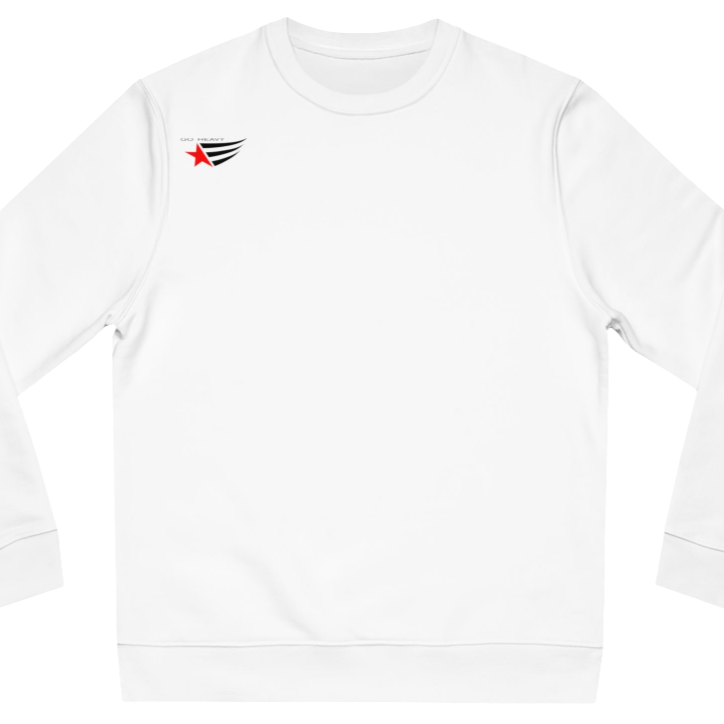 White, sporty, fitness sweatshirt Gymstar, branded with the brand logo. Front view.