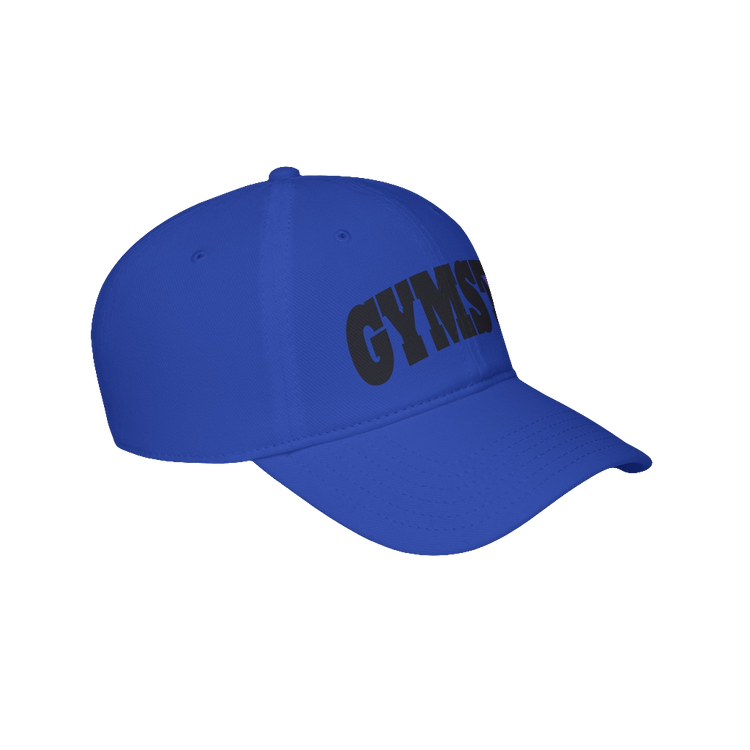 A blue Gymstar Fitness baseball cap with a structured design and a brand inscription on the left.
