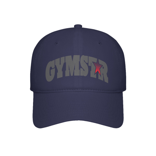A navy blue Gymstar Fitness baseball cap with a structured design and a brand inscription on the front.