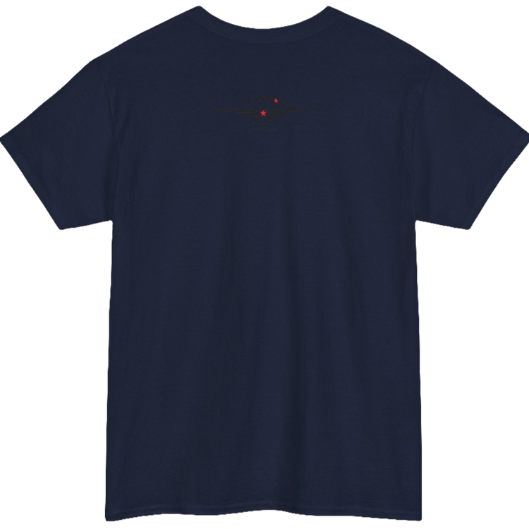 A navy blue Gymstar workout t-shirt with a black graphic that reads 'GYM i want you', and logo, presumably bodybulding or fitness. Rear view.