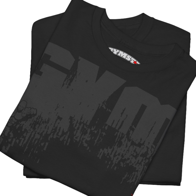 A black Gymstar training t-shirt with a black graphic that reads 'GYM i want you', and logo, presumably bodybulding or fitness. Closr up front view.