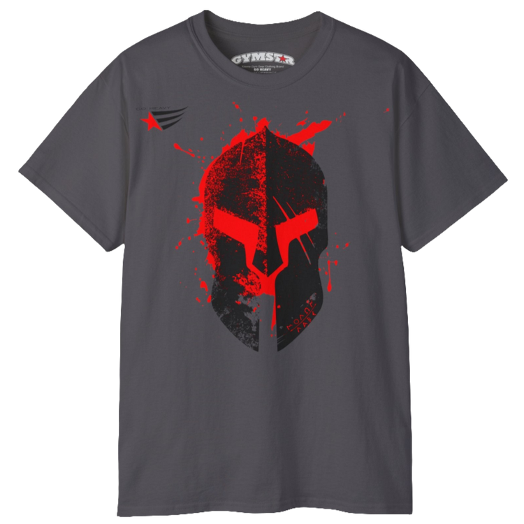 A sport grey  molon labe, gymstar training, fitness t-shirt. Front view.