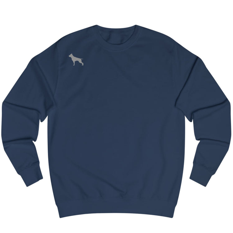 Navy, sporty hoodie for fitness and crossfit by the Fitbull brand, branded with a logo, Front view.