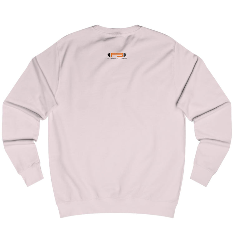 pink Sports hoodie for fitness and bodybuilding from the Fitbull brand, branded with a motivating motif, back view