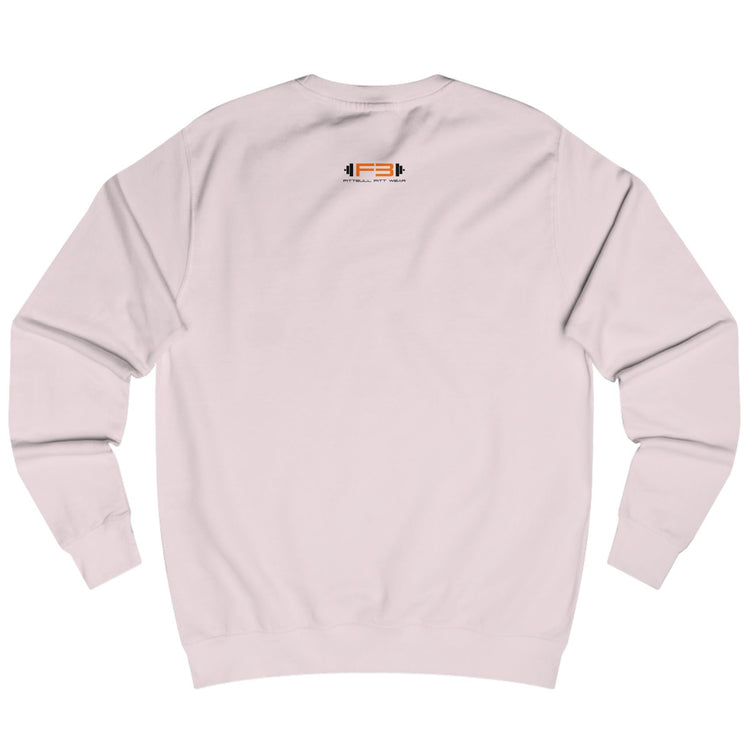 pink, sporty hoodie for fitness and crossfit by the Fitbull brand, branded with a logo, back view.