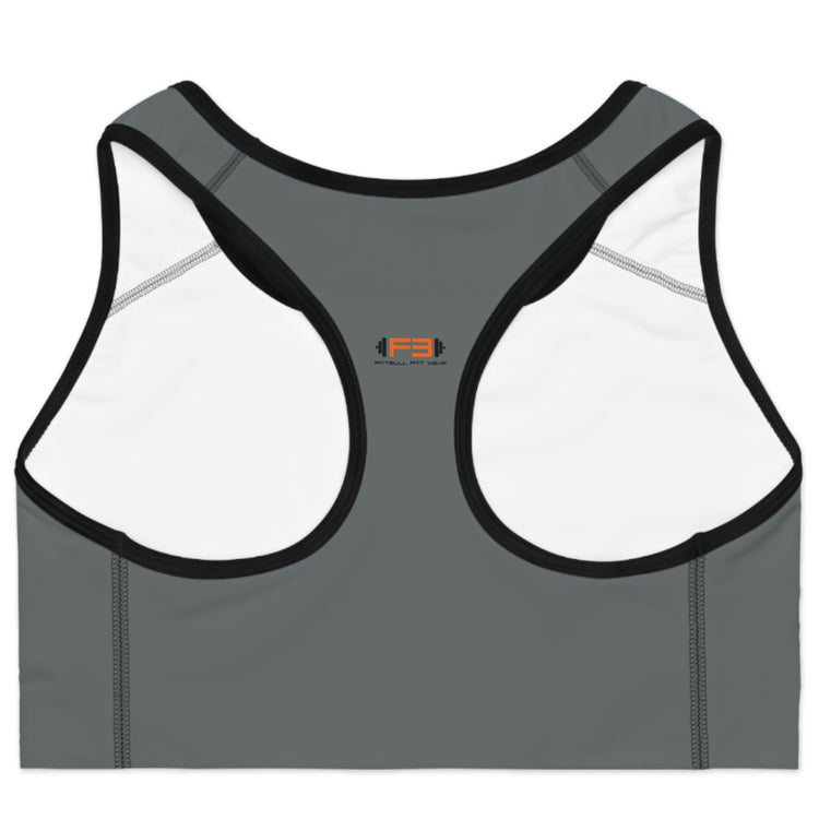 a charcoal-black sports bra fittbull-fitt-wear for crossfit training clothes back view
