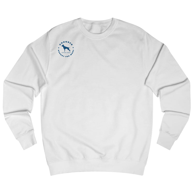 White, sporty,  fitness and bodybuilding hoodie of the Fitbull brand branded with logo, front view.