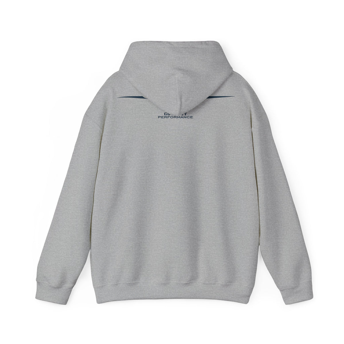A light gray heather pullover hoodie shown from the back, photographed flat against a solid white background.