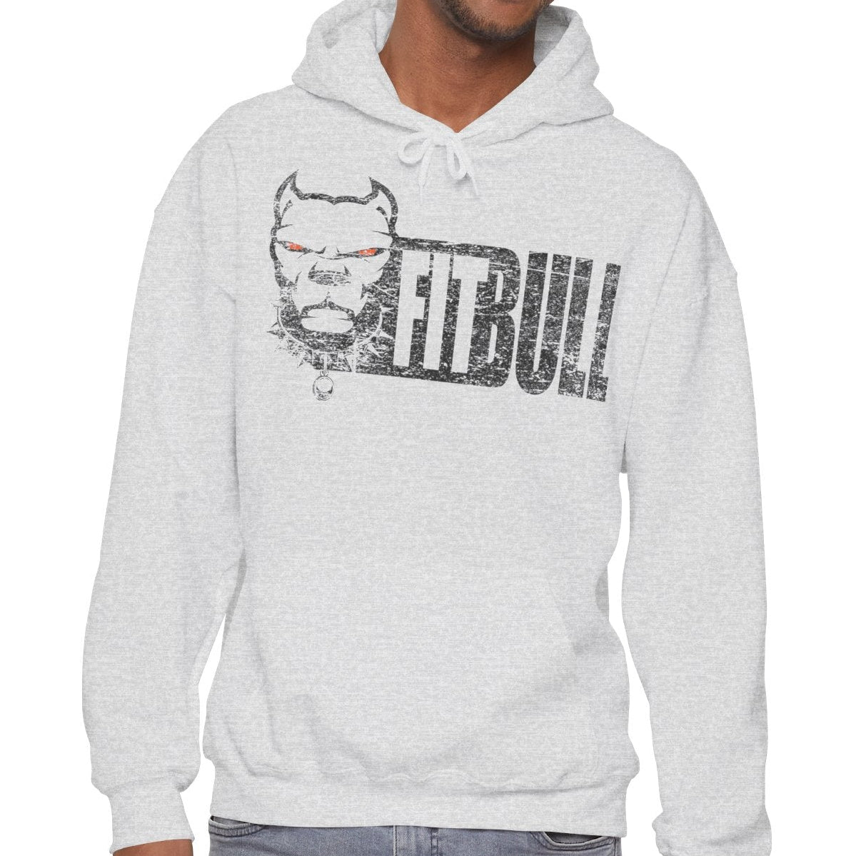 Man wearing a white Fitbull hoodie with 'Idaho? Nah, Youdaho!' text on a white background