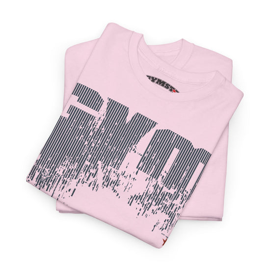 A folded light pink t-shirt with a large black distressed graphic spelling 'END' across the front, displayed on a clean white background.
