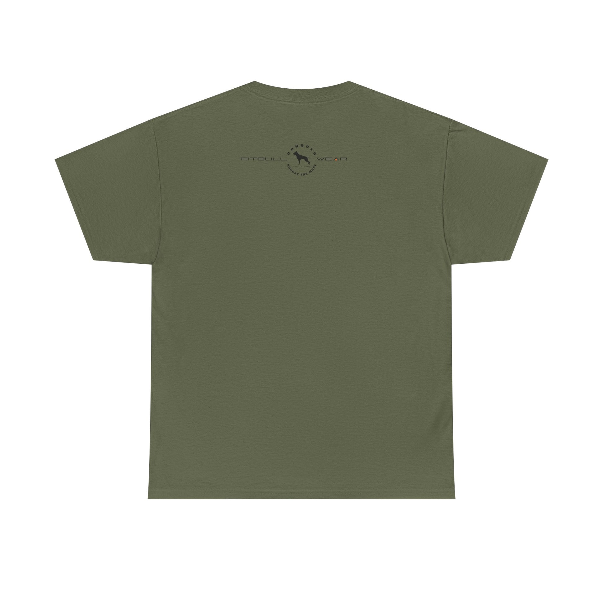 Green FITBULL fitness t-shirt with a logo on the back against a white background