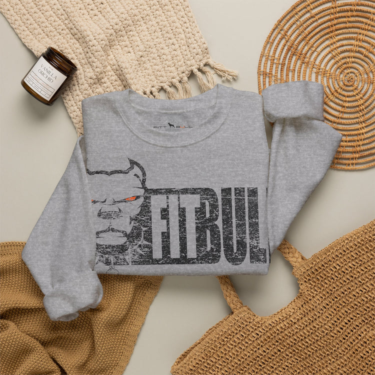 FITBULL Gym Sweatshirt – Distressed Pitbull Dog Head Logo Casual Pullover