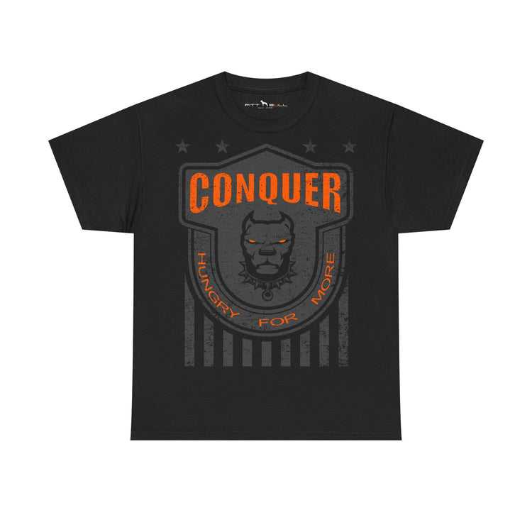 Black Fitbull fitness t-shirt with orange and gray graphic design on a white background
