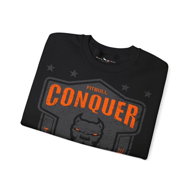 FITBULL Conquer — Crewneck Sweatshirt | Distressed Shield Edition