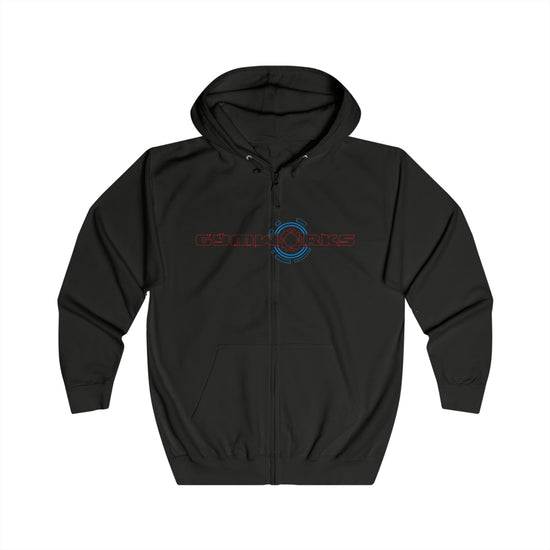 Black Gymworks hoodie with a logo on a white background