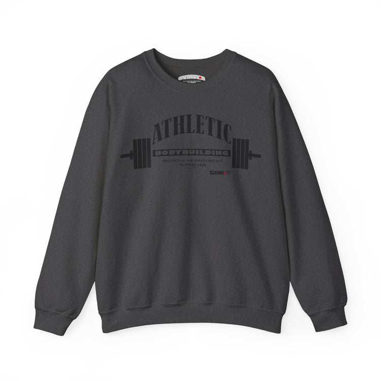 Dark gray Gymstar Athletic sweatshirt with 'love' text on a white background