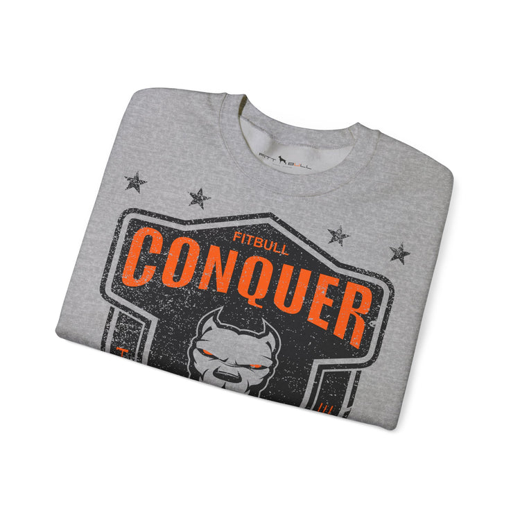 FITBULL Conquer — Crewneck Sweatshirt | Distressed Shield Edition
