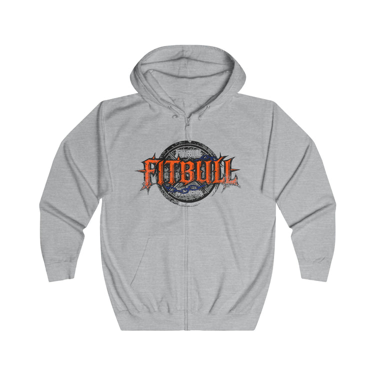 FITBULL Graphic Full-Zip Hoodie — Chains Pitbull Vintage Gym