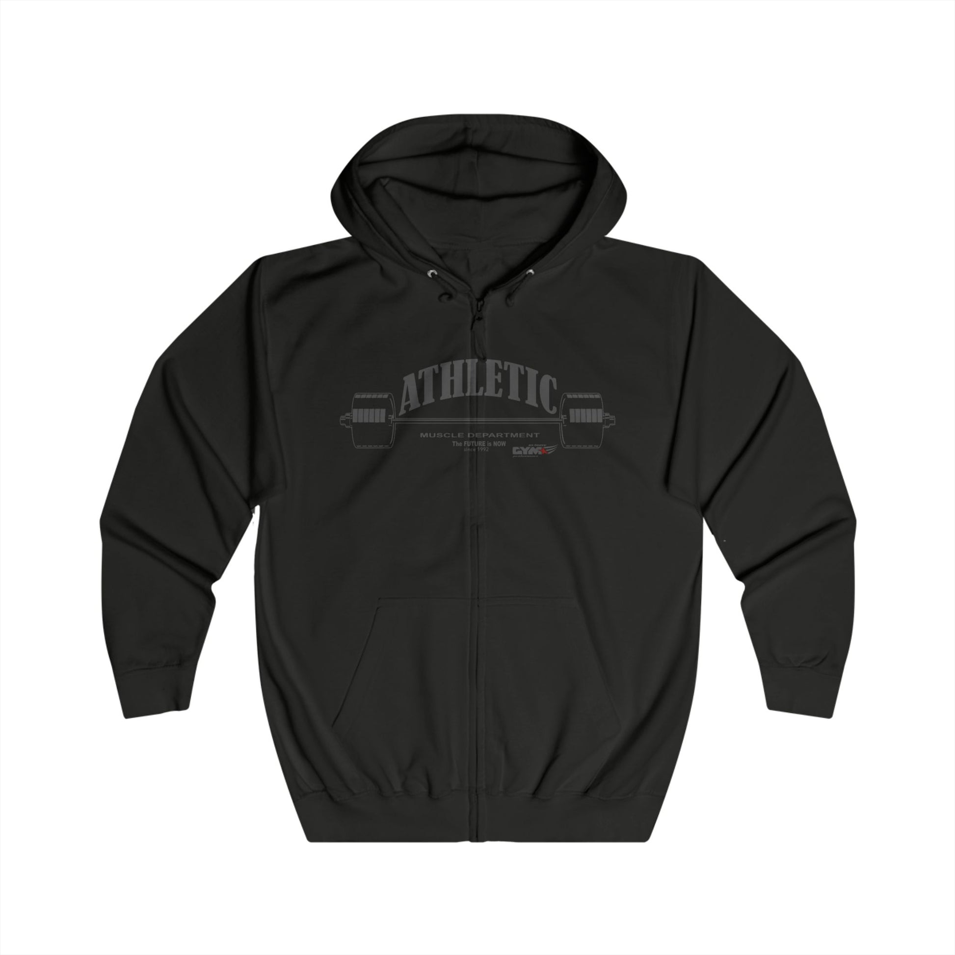 Black Gymstar zipp hoodie on a white background