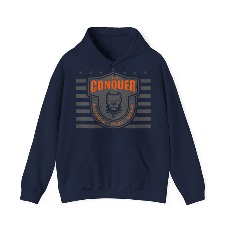 Navy Blue Fitbull hoodie with a graphic design on a white background