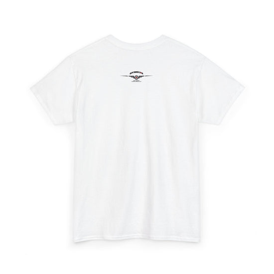 White t-shirt with 'John 15:1' printed on the back against a white background
