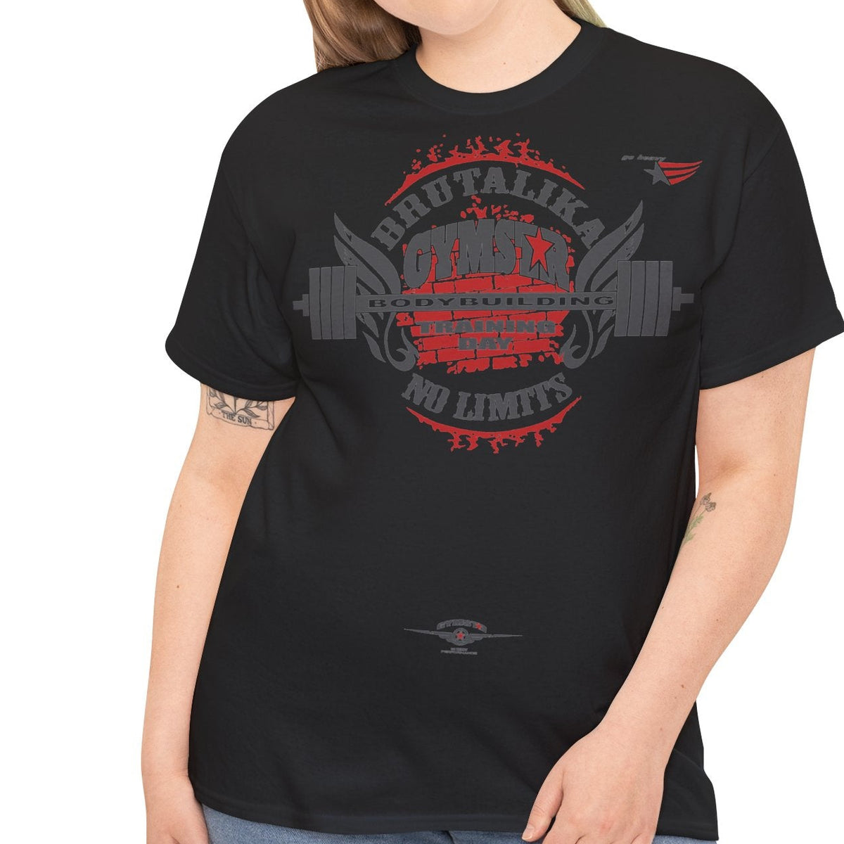 Woman wearing a black t-shirt with 'PHENOMENAL WOMAN' in pink text on a white background