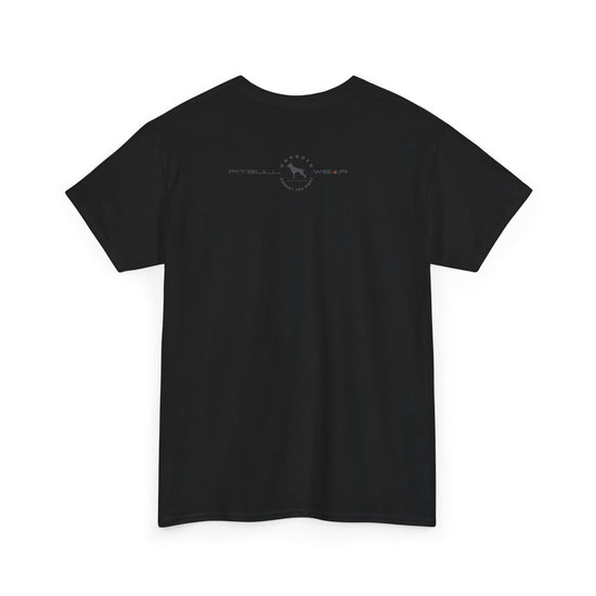 Black FITBULL fitness t-shirt with a logo on the back against a white background