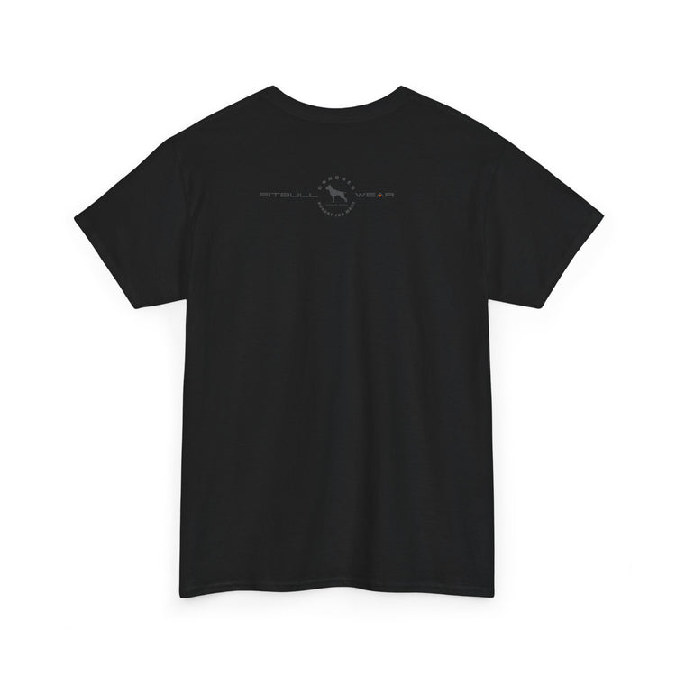 Black FITBULL fitness t-shirt with a logo on the back against a white background