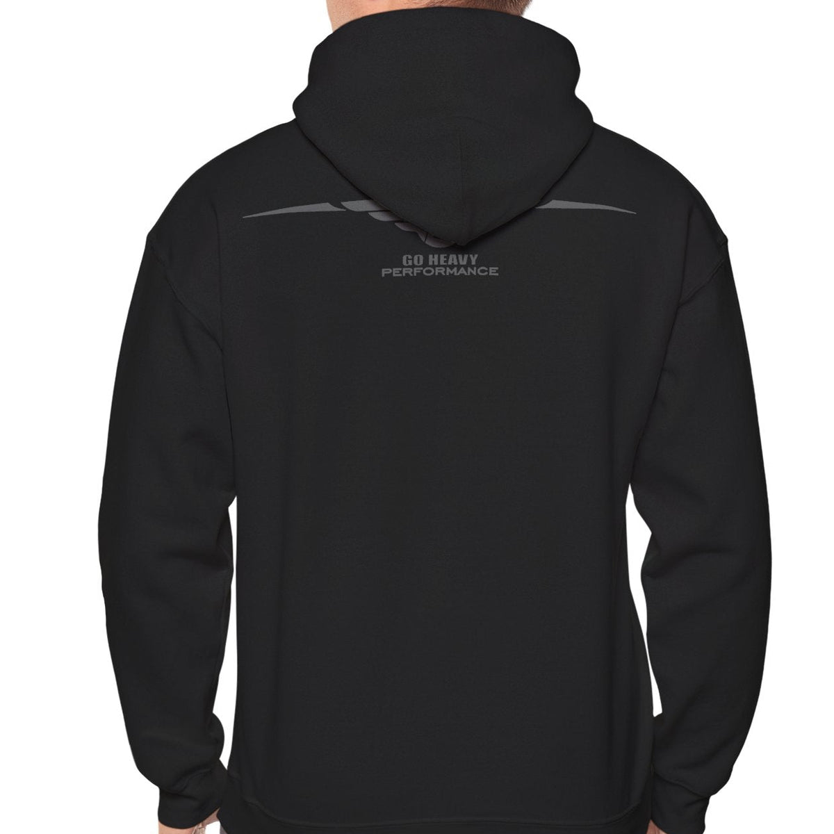 Black hoodie with 'STATUS: PENDING' text and loading symbol on the back, worn by a person.