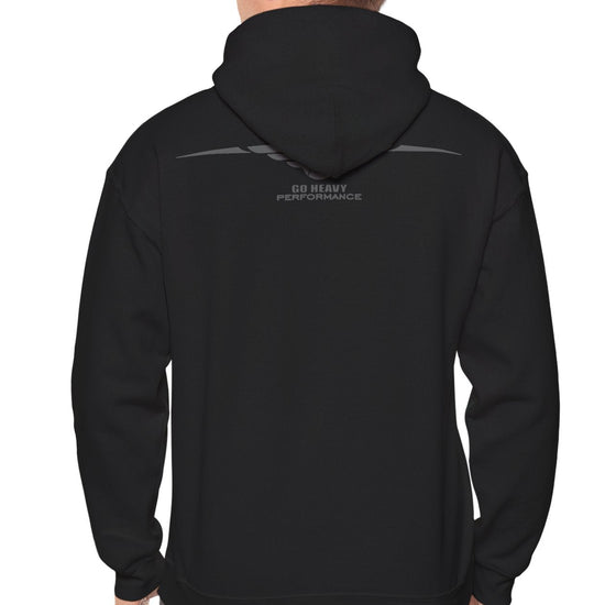 Black hoodie with 'STATUS: PENDING' text and loading symbol on the back, worn by a person.