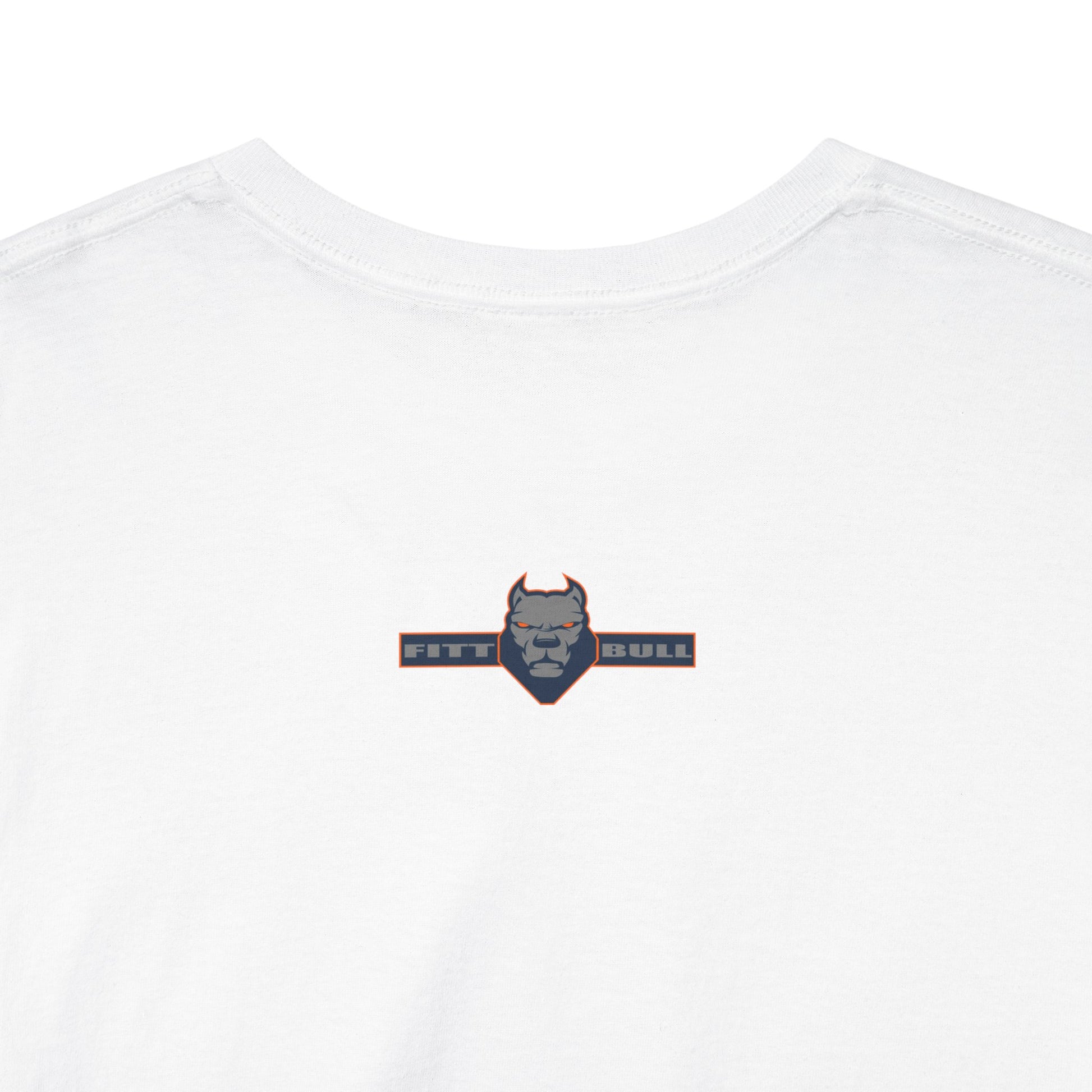 White t-shirt Fitbull with a logo on the back.
