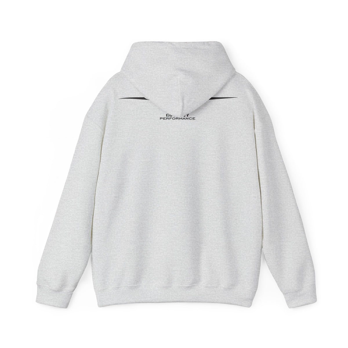 Beige hoodie with a graphic of hands holding roses on the back, on a white background