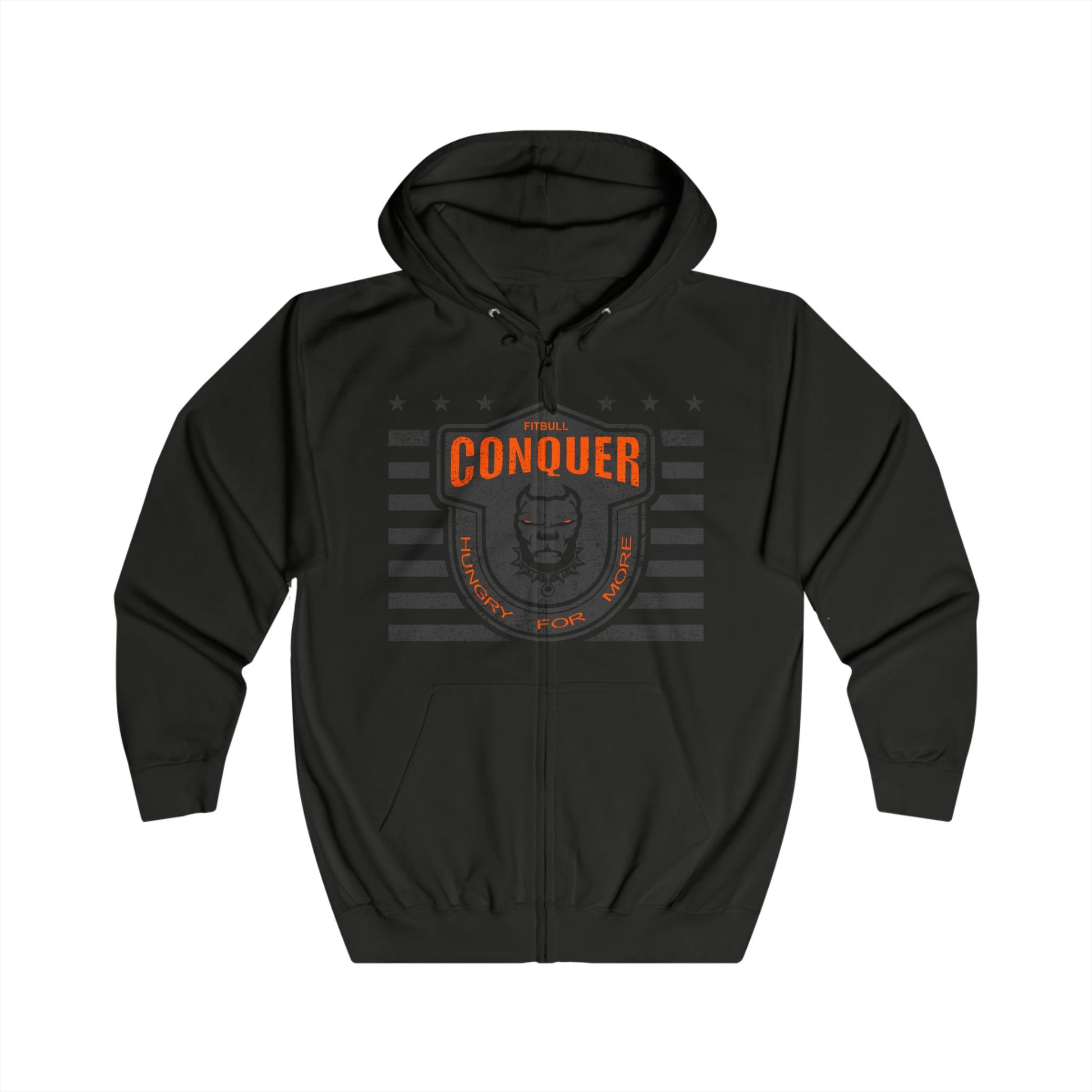 Black Fitbull hoodie with 'Mission Child of God' text and cross on a white background