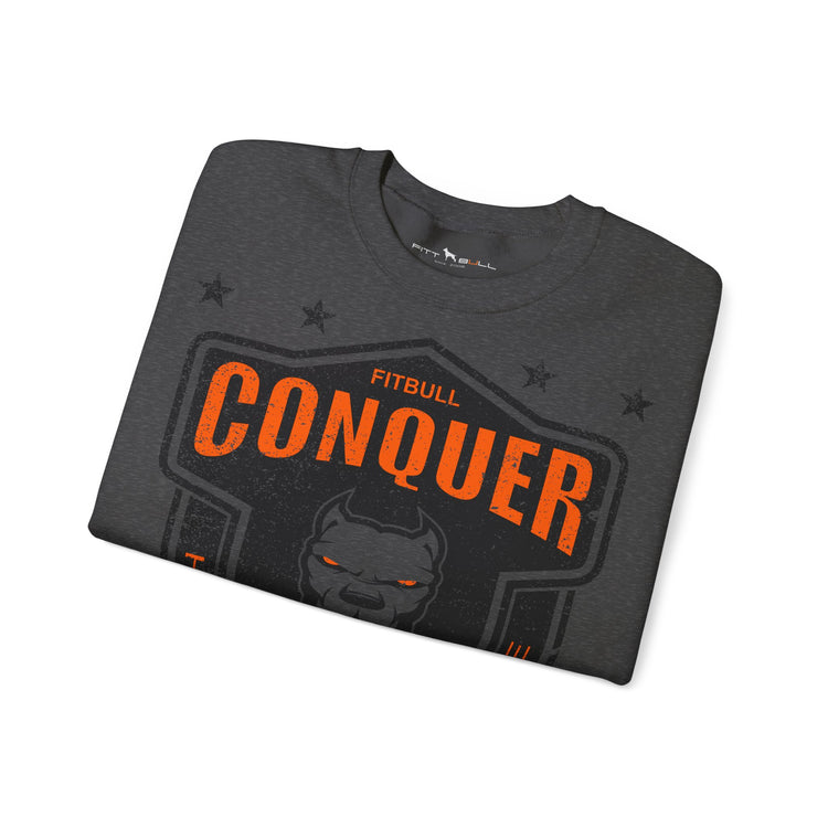 FITBULL Conquer — Crewneck Sweatshirt | Distressed Shield Edition