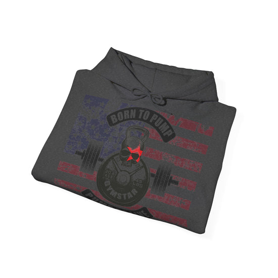 Folded red hoodie with cartoon character and text on a white background