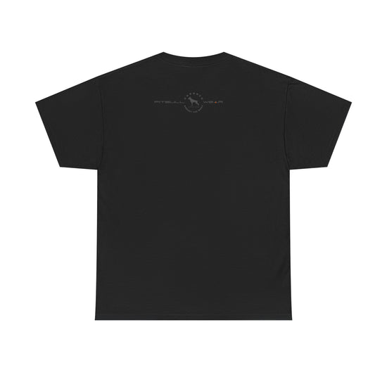 Black FITBULL fitness t-shirt with a small white logo on the back against a white background