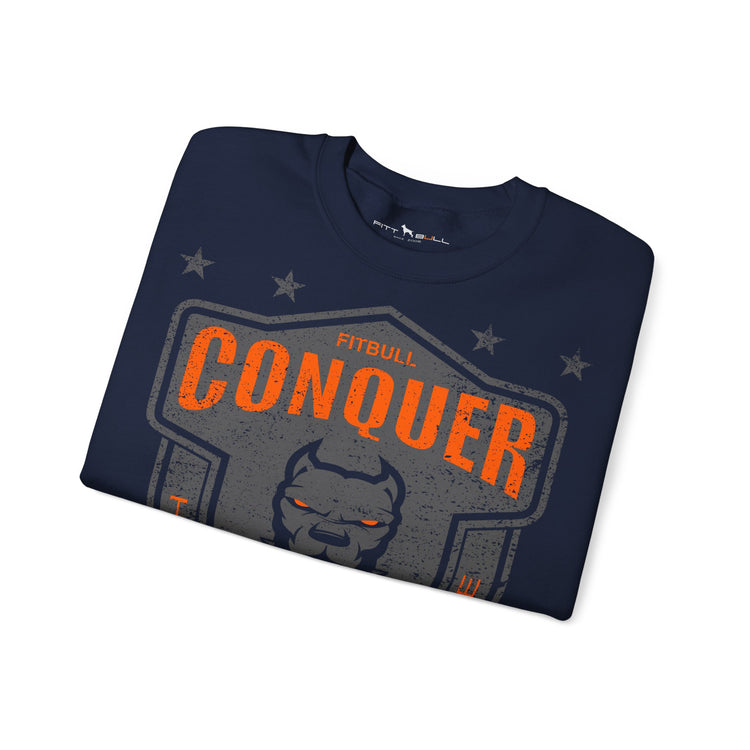 FITBULL Conquer — Crewneck Sweatshirt | Distressed Shield Edition