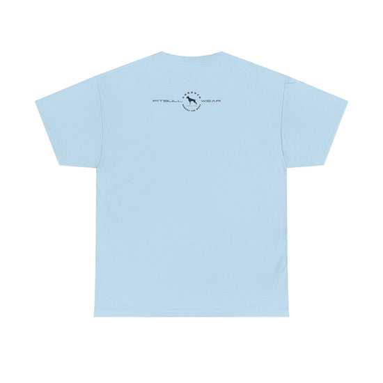 Light blue fitness FITBULL t-shirt with a small logo on the chest against a white background