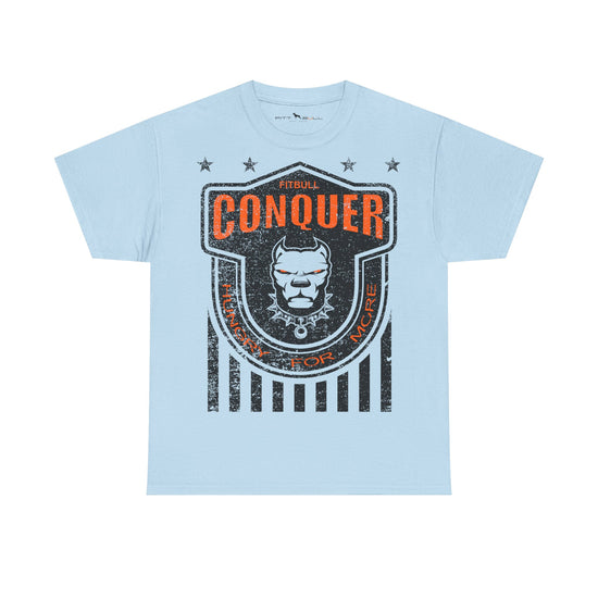 Light blue Fitbull t-shirt with a graphic design featuring a shield and text on a white background