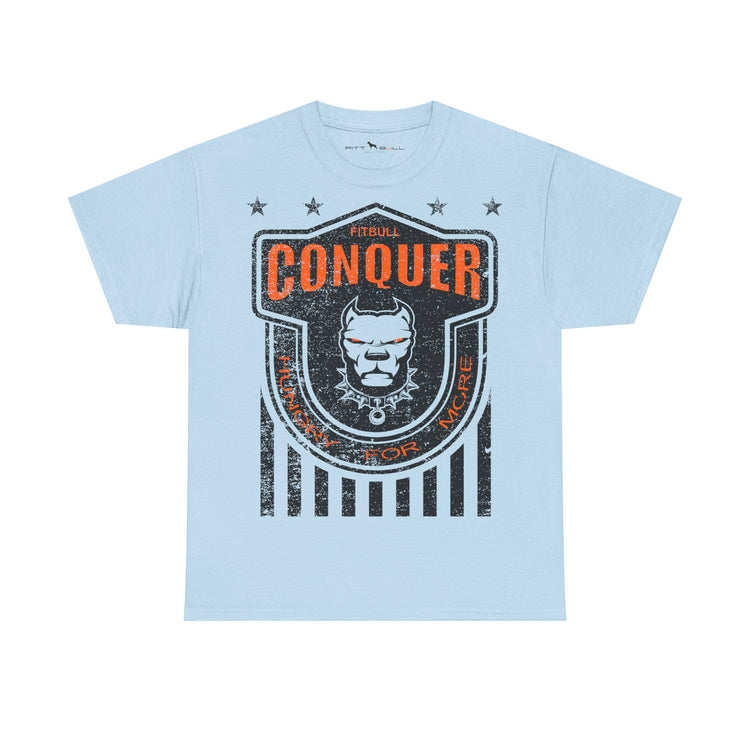 Light blue Fitbull t-shirt with a graphic design featuring a shield and text on a white background