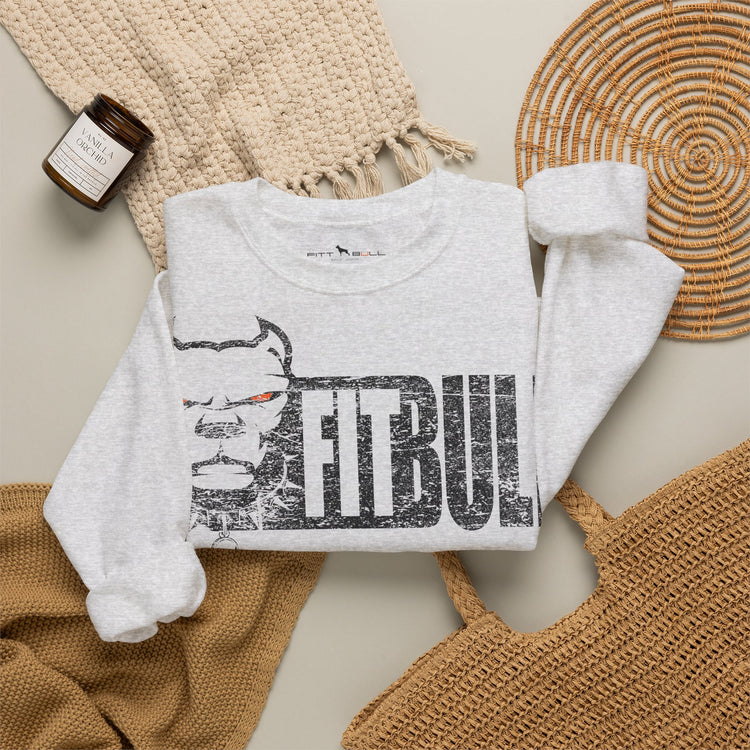 FITBULL Gym Sweatshirt – Distressed Pitbull Dog Head Logo Casual Pullover