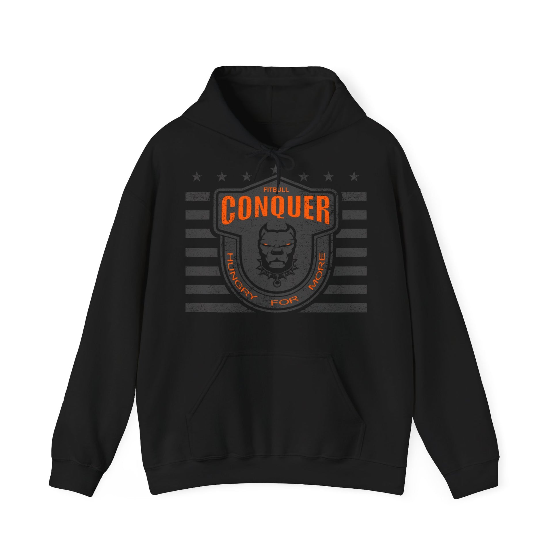 Black Fitbull hoodie with 'God Part Forever' text on a white background