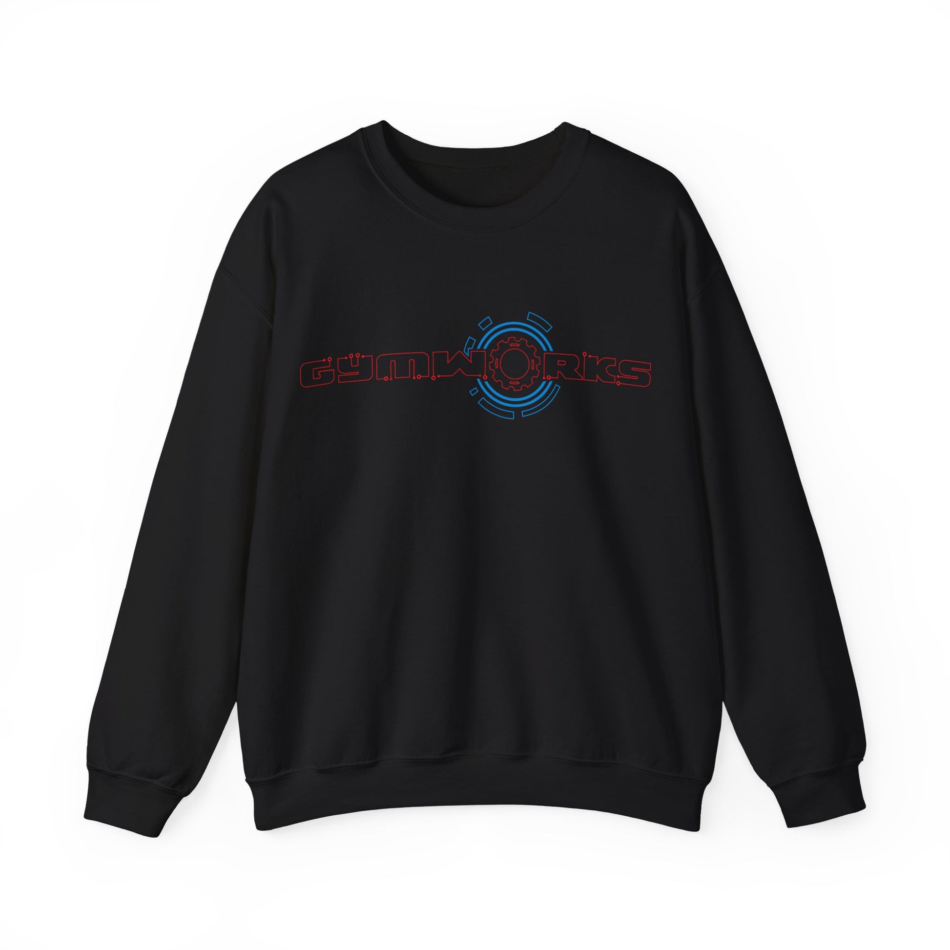 Black Gymstar sweatshirt with 'Gymworks' logo on a white background