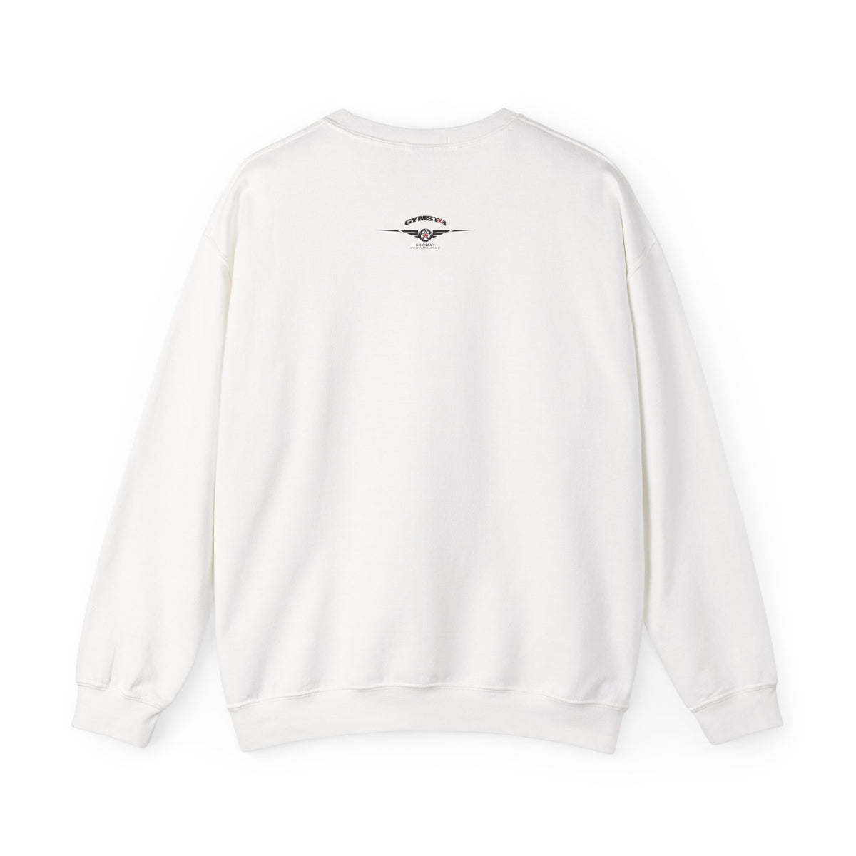 White sweatshirt with 'huersaybe' branding on a white background