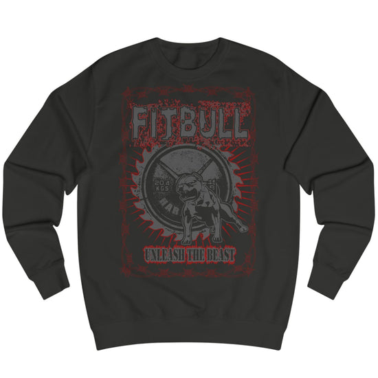 Black sweatshirt Fitbull with a motivational sports brand and design graphic on the front.