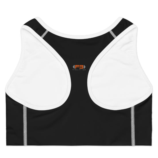 a photo with a black-white fitness bra from Fitbull fit wear