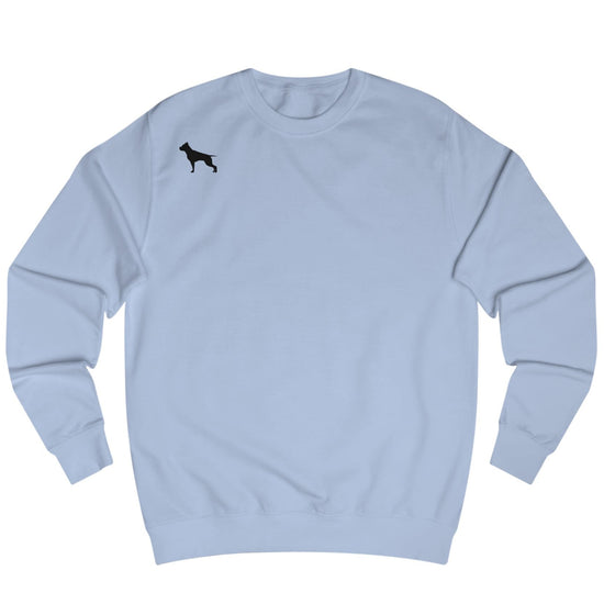 Blue, sporty hoodie for fitness and crossfit by the Fitbull brand, branded with a logo, Front view.