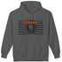 A charcoal Fitbull sporty hoodie with bodybuilding motivating design Conquer with orange accents.