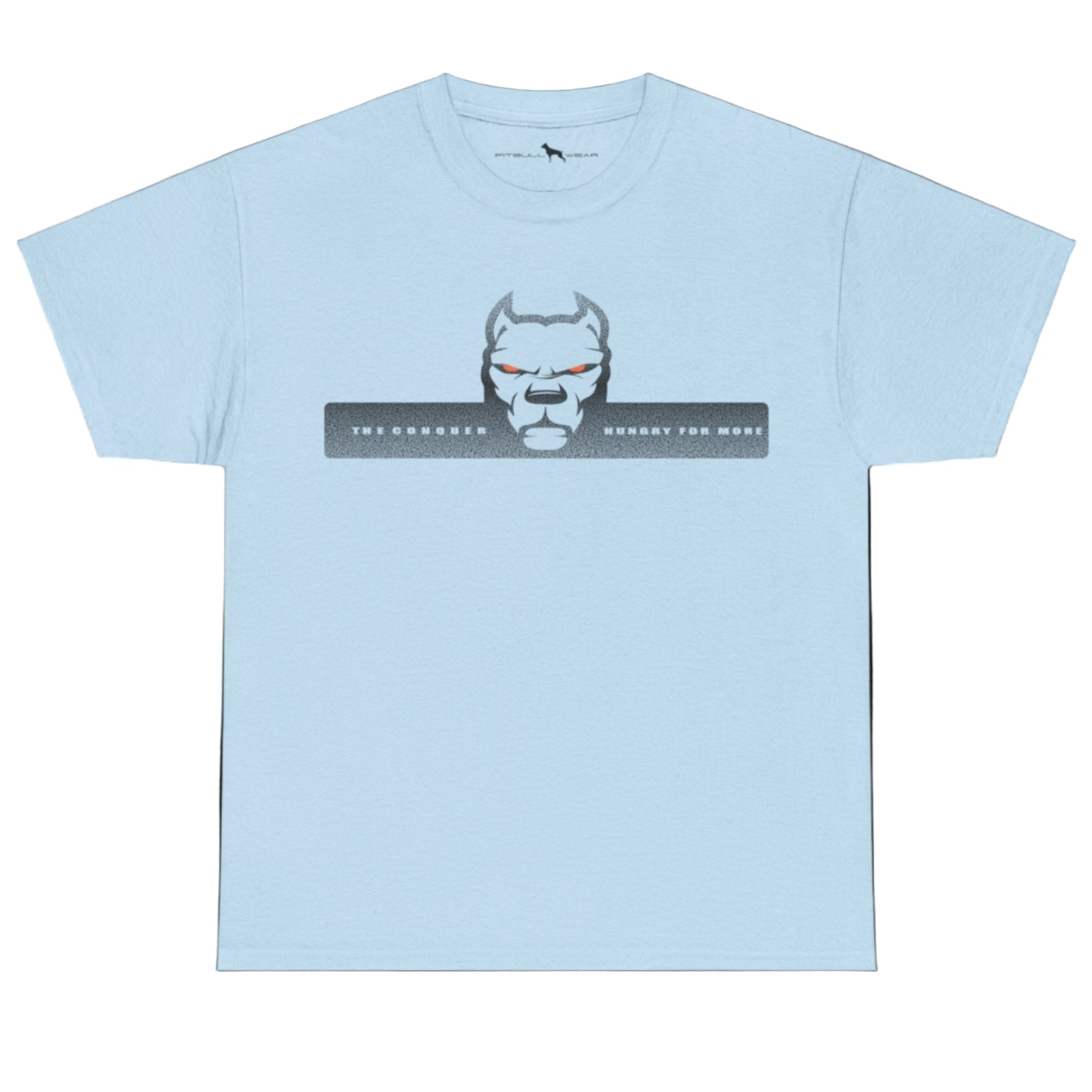 sky blue  fitbull t-shirt with logo and motivation print
