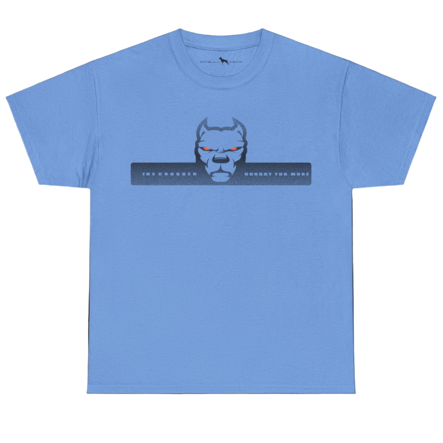 blue  fitbull t-shirt with logo and motivation print